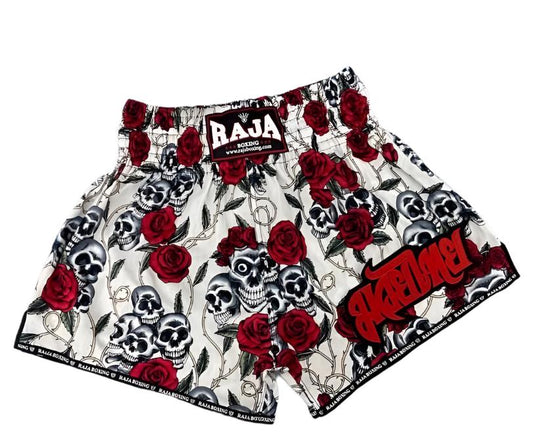 Short Raja Rose Skull Blanc