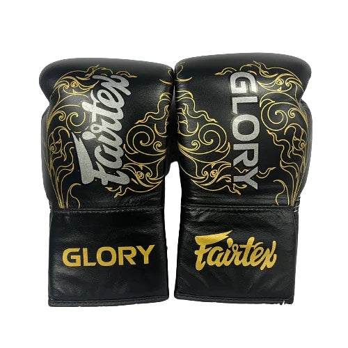 Fairtex Boxing Gloves Glory Lace Up Black gold