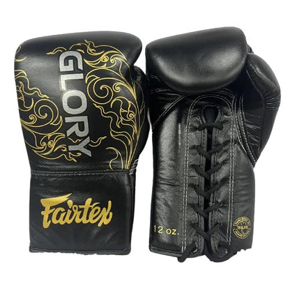 Fairtex Boxing Gloves Glory Lace Up Black gold