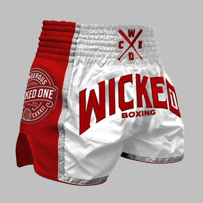 Wicked1 MUAY THAI SHORT BLOCK BLANC