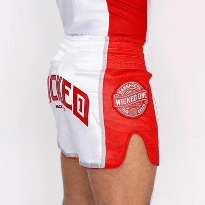 Wicked1 MUAY THAI SHORT BLOCK BLANC